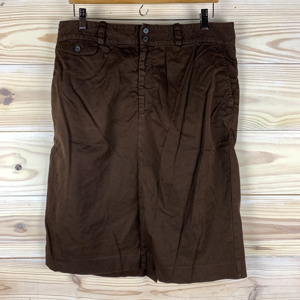 Lauren Ralph Lauren Skirt 12 Brown Knee Length Cotton Pencil Stretch